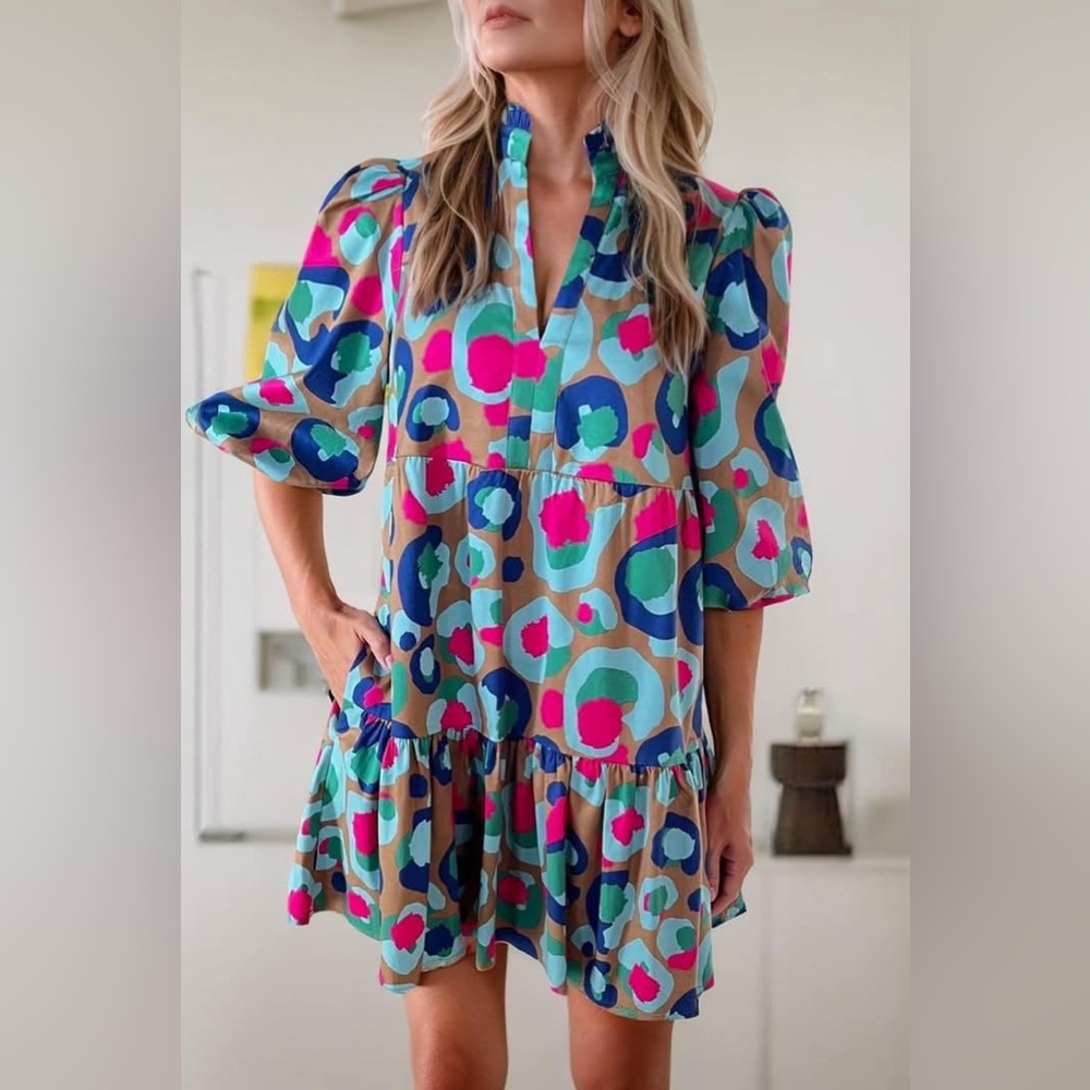 Colorful Patterned Women's Dress